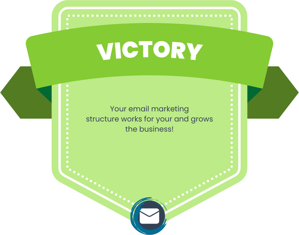 Graphic symbolizing the victory stage of the customer journey, marking the success of your email marketing strategy in driving business growth.