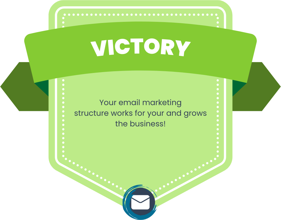 Graphic symbolizing the victory stage of the customer journey, marking the success of your email marketing strategy in driving business growth.